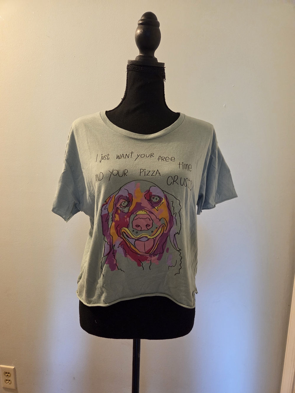 Sage Green Dog Graphic Crop Tee